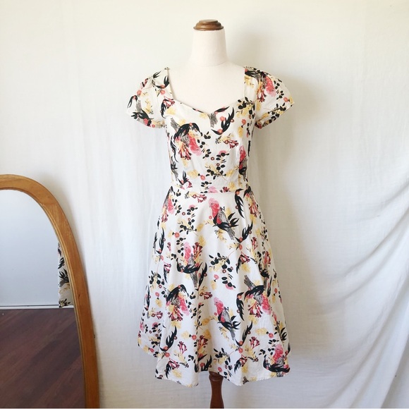 Revival Dresses & Skirts - REVIVAL Size 6 Pink Floral Galah Cotton Fit & Flare Rockabilly Dress Australian